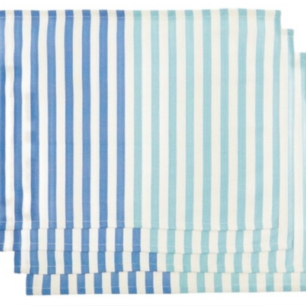 Katie Kime set of 4 placemats beachy Blue and White Striped gradient